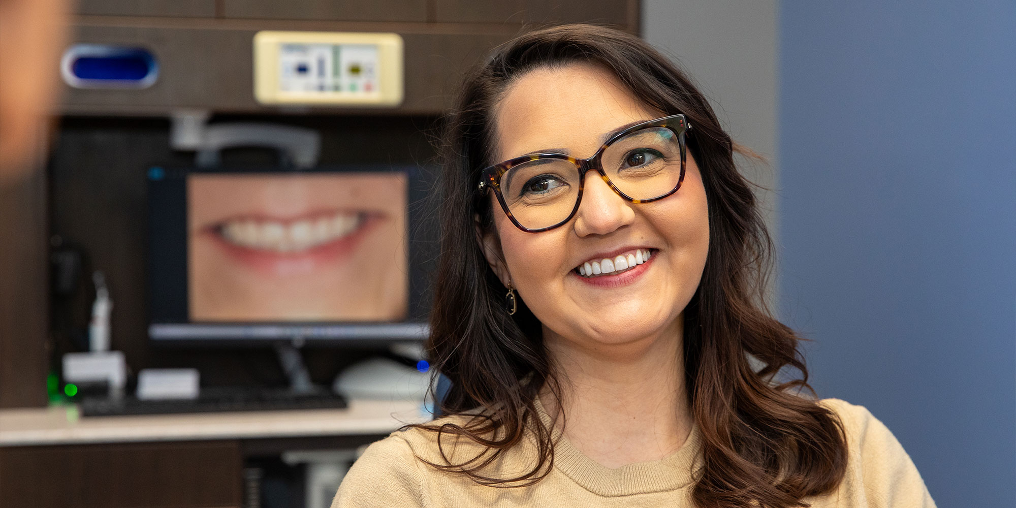veneer patient smiling brightly